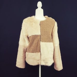 🆕️🪐 ONLY Retro Patchwork Faux Fur Jacket // (NWT)
